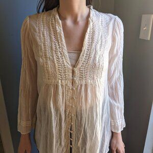 Vintage White Silky Blouse